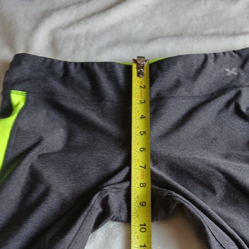 Xersion Charcoal Capri Leggings with Neon Yellow Accents - Picture 10 of 10